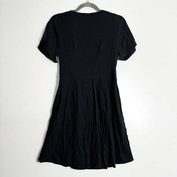 Madewell Mini Dress Womens Pleated Waist True Wrap V-Neck Dress Black Size 0 NWT - Picture 4 of 13